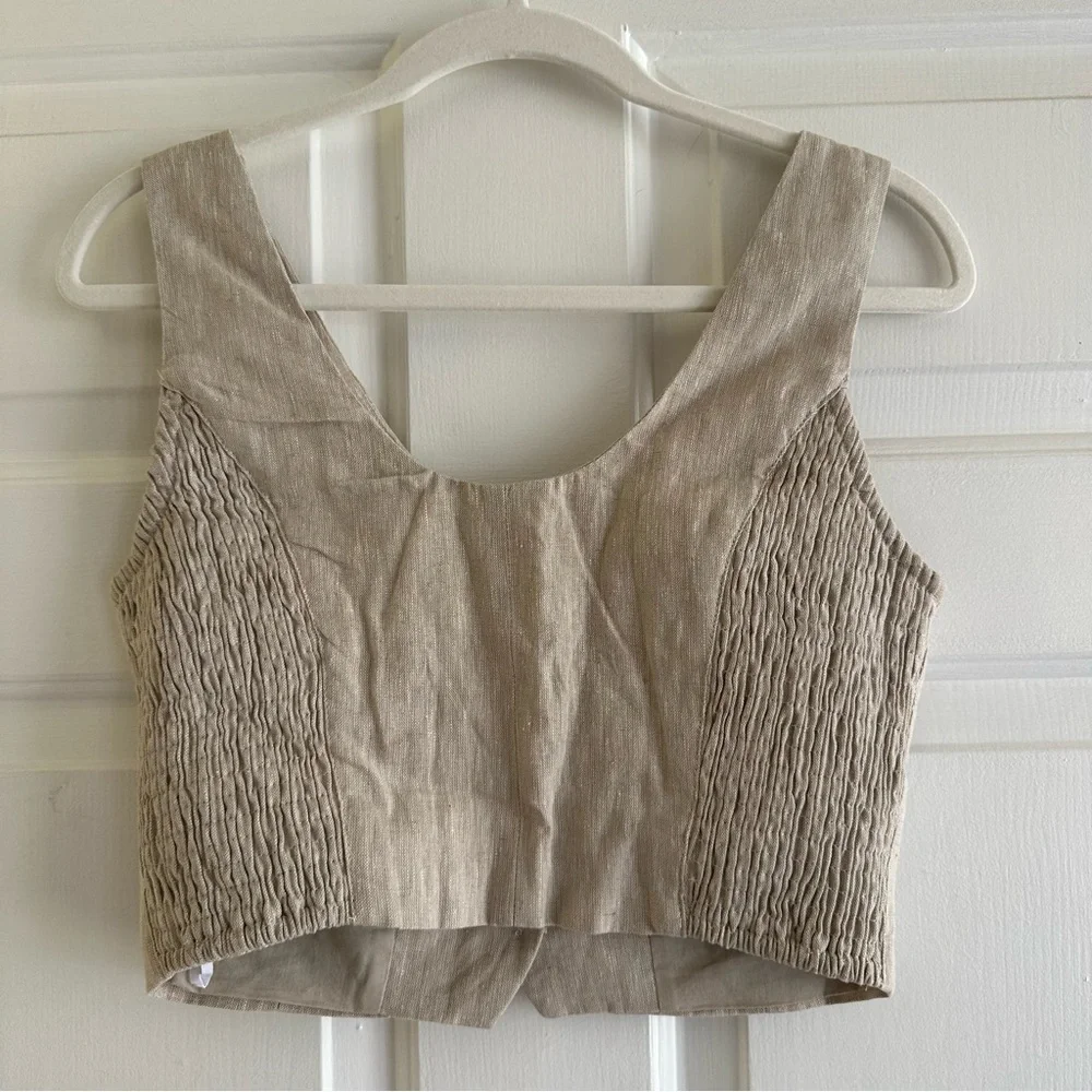 Anthropologie Sovere Instance Crop Vest in Natural NWT size M Old Money Minimal‎ - Picture 7 of 8